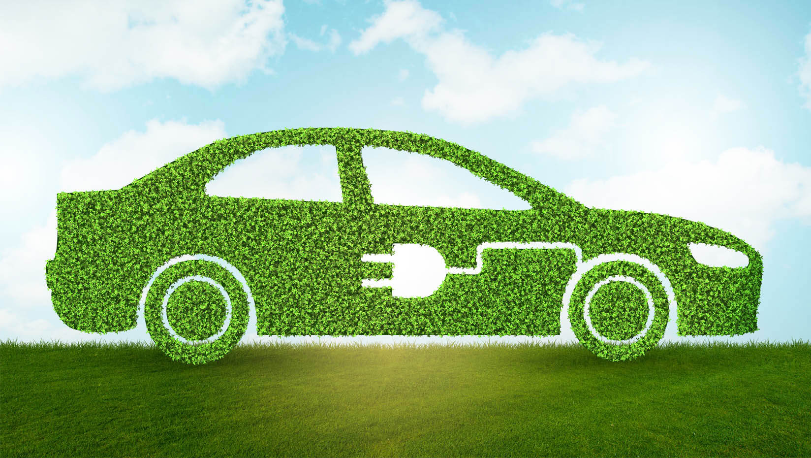 An illustration of a electric vehicle covered in leaves