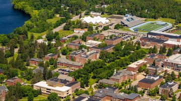 An aerial photograph of the UMaine campus in Orono Maine