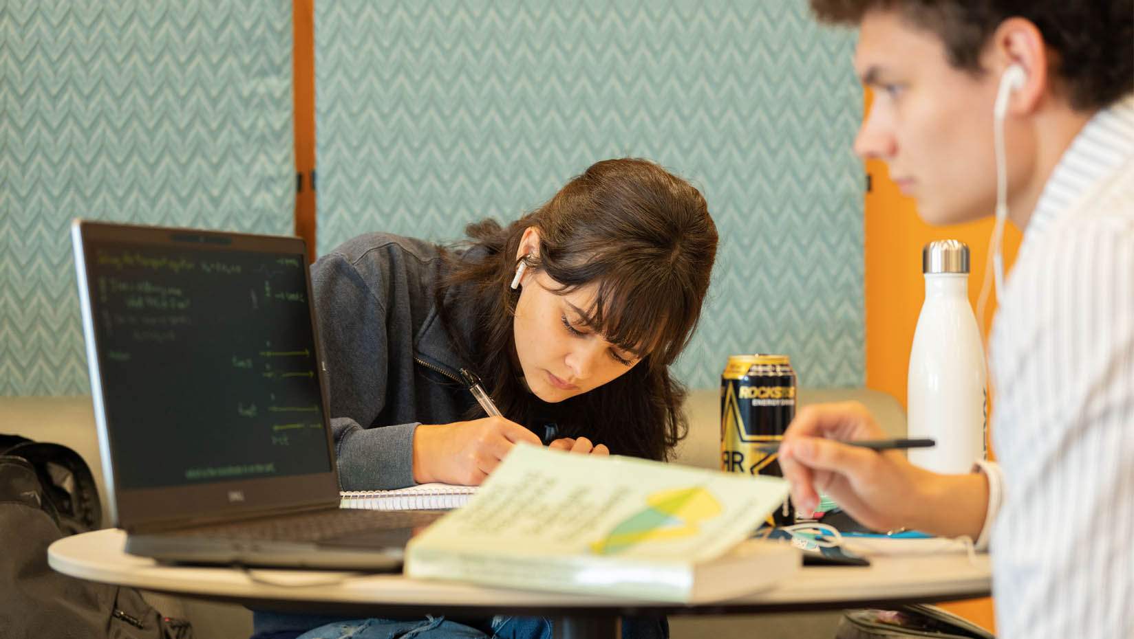 A photo engineering students in a classroom