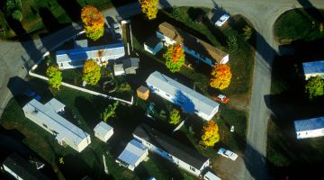 A photo of an aerial view a mobile home park in Vermont