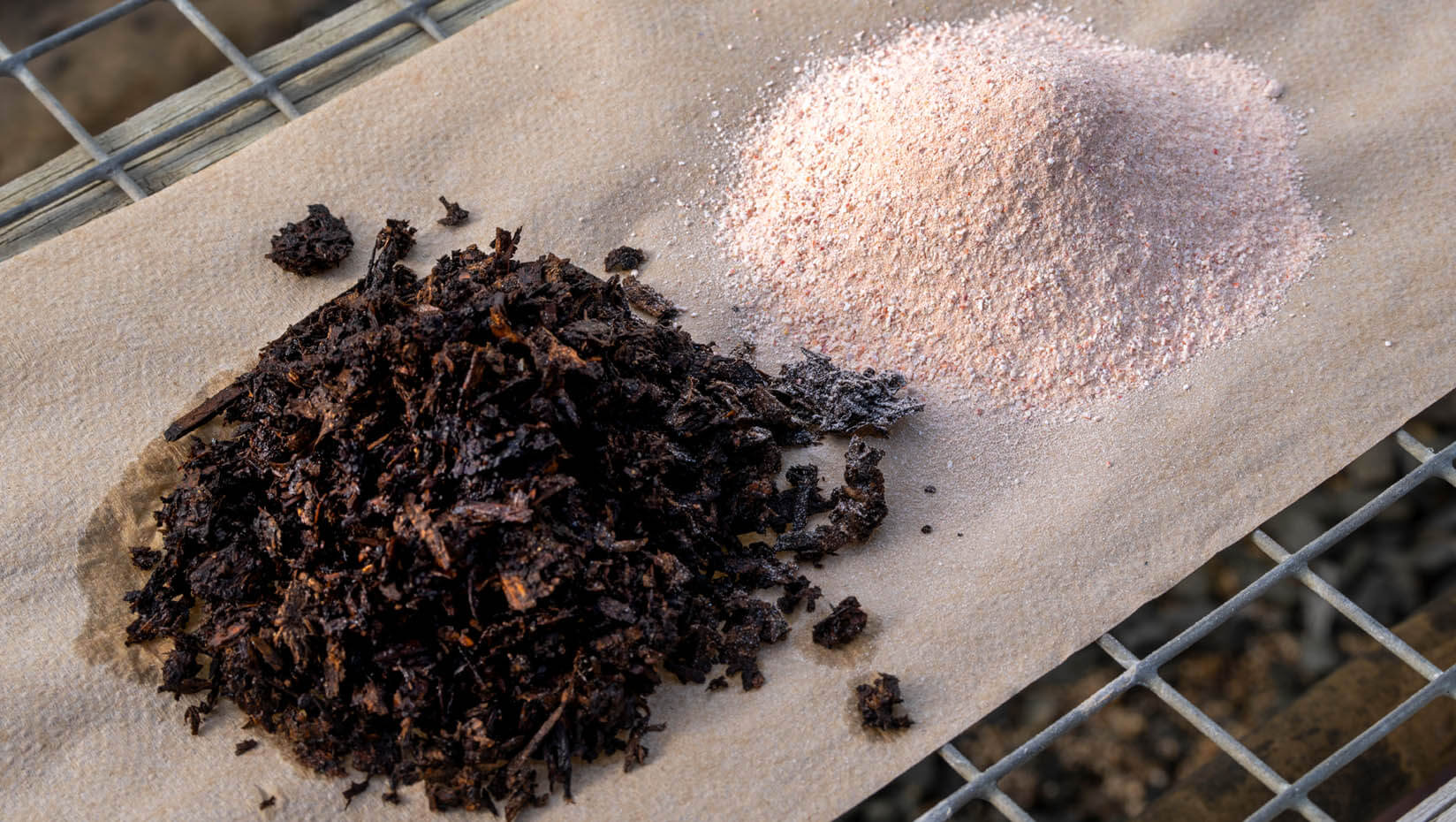 A photo of soil and crushed lobster shells