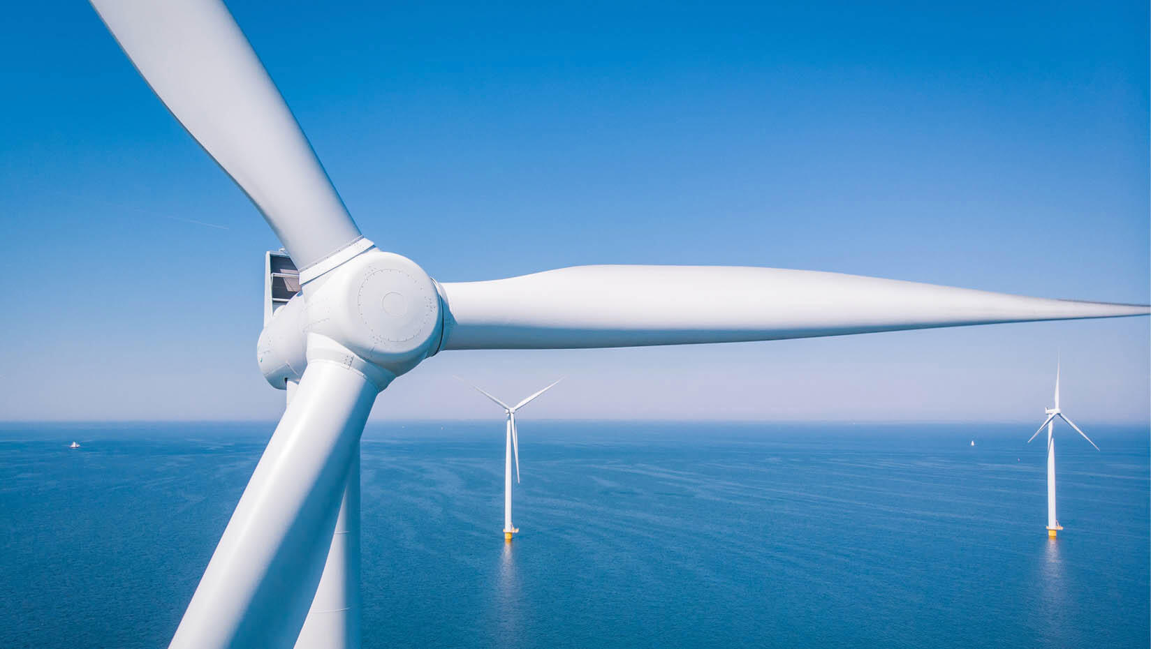 A photo of an offshore wind turbine