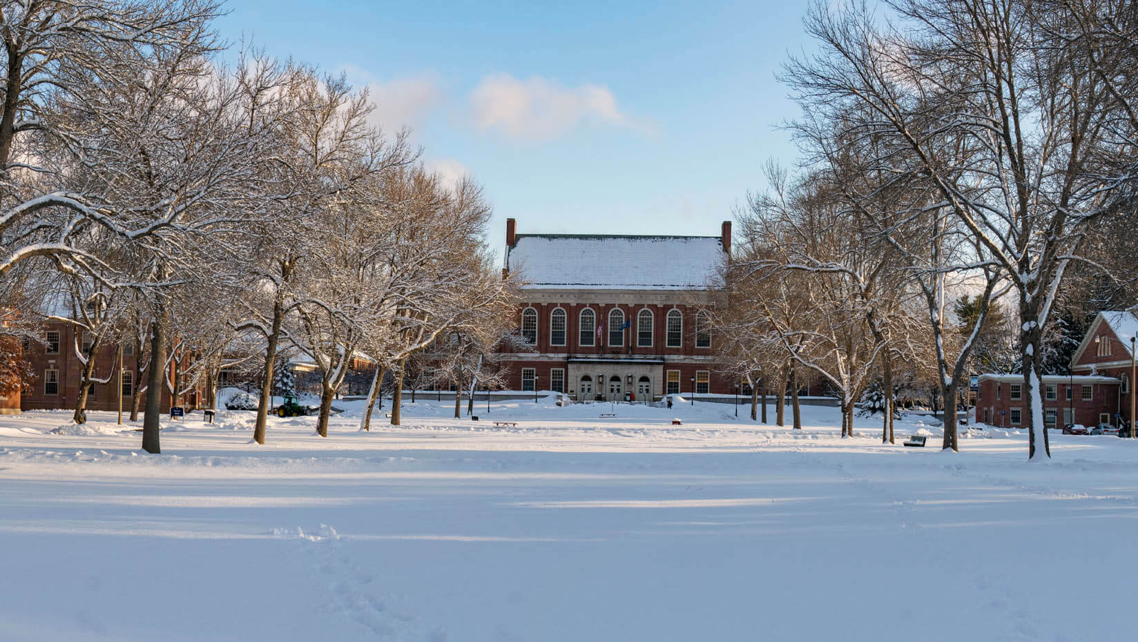 A photo of Fogler Library in winter
