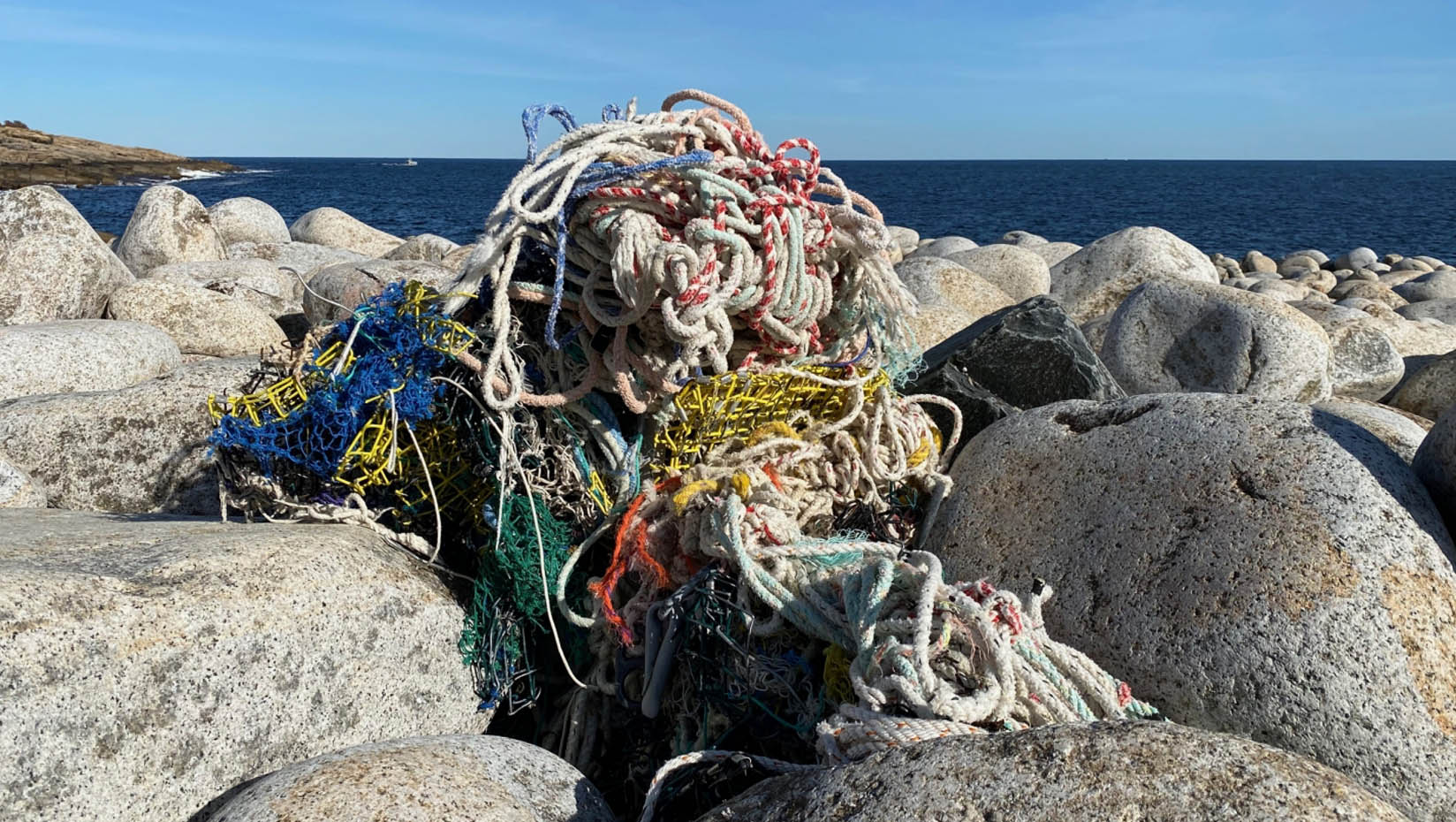 A photo of marine debris on a beach in Maine