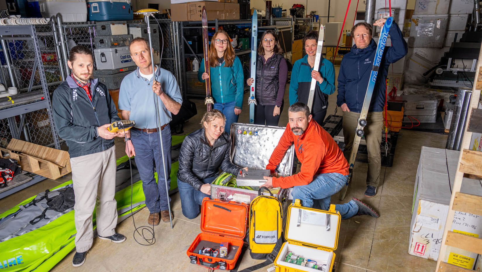 A photo of a group of researchers standing with equipment