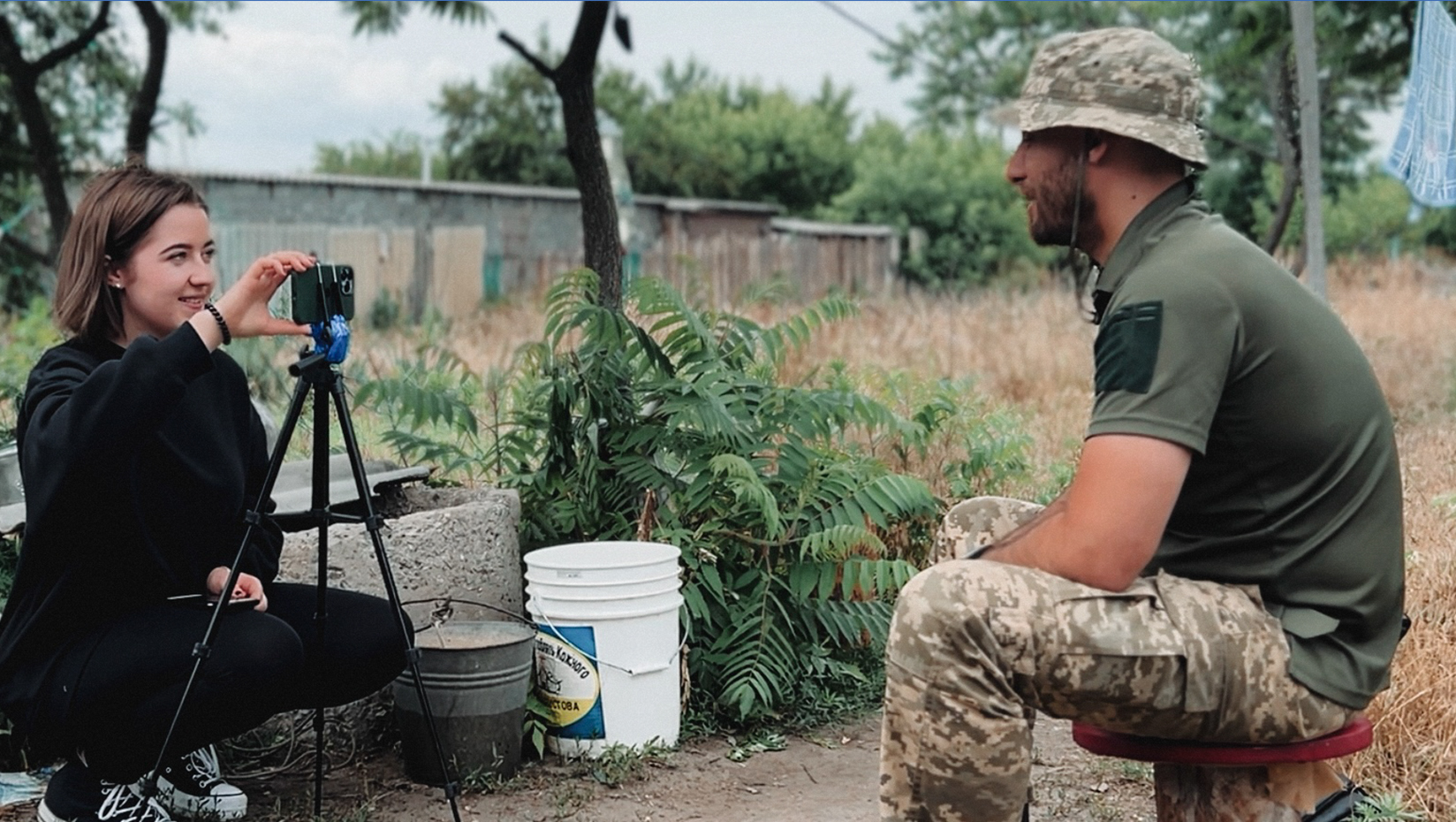 A photo of Vita Tomakhiv during the filming of her documentary