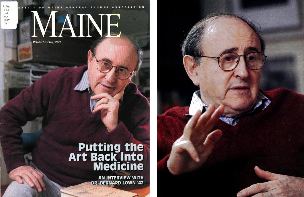 A collage photo of the front of UMaine's Alumni Magazine and an inside image