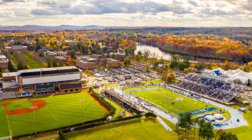 An aerial photo of UMaine's athletics complexes