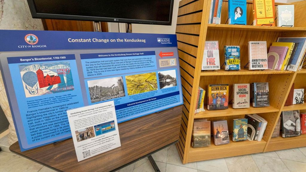 A photo of a sign on a table