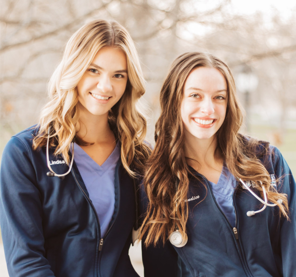 A photo of two nursing students smiling