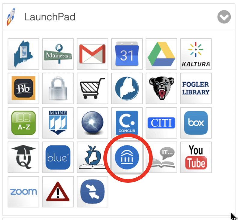 Campus Portal LaunchPad with Navigate icon circled