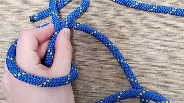 Photo of step 2 of tying a Figure 8 Knot