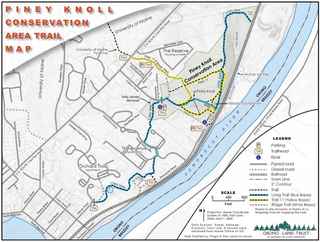 Piney Knoll mountain bike trail map.
