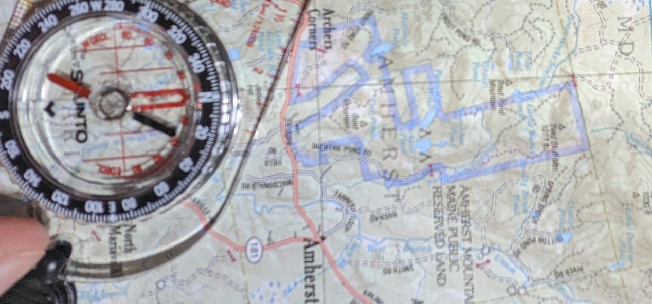 A compass on a map