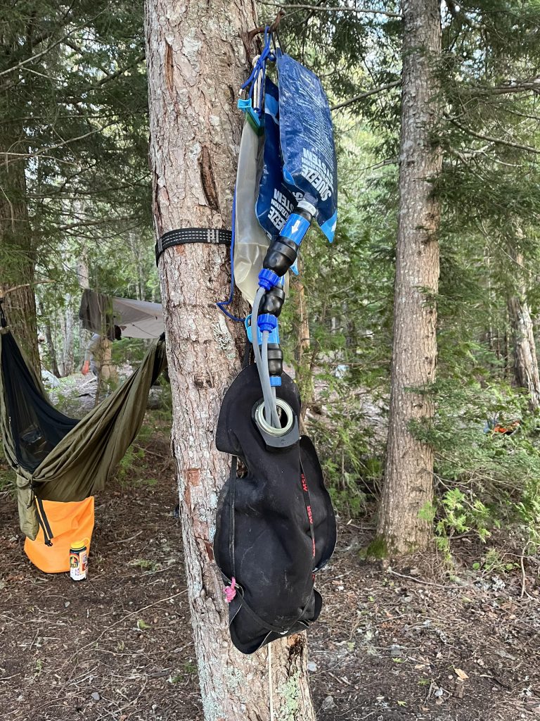 3 Water filters emptying into a water bladder