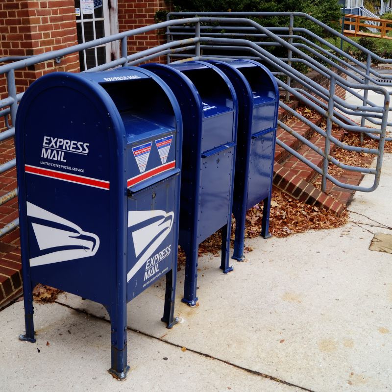 US Post Office Mail drop bins