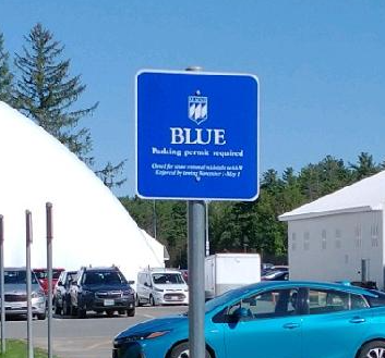 Blue parking permit sign