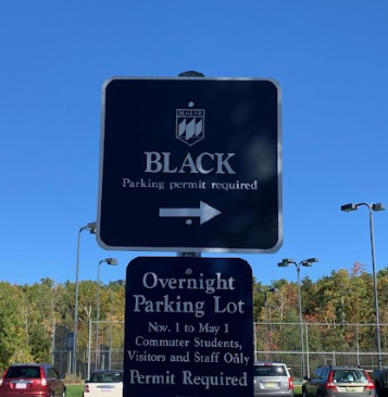 Black parking permit sign