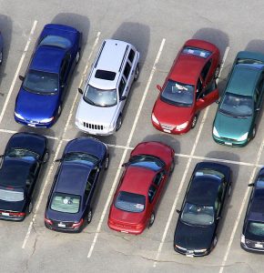 Overhead view of parking lot