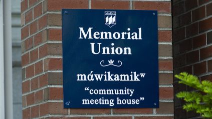 A photo of the sign outside of the Memorial Union