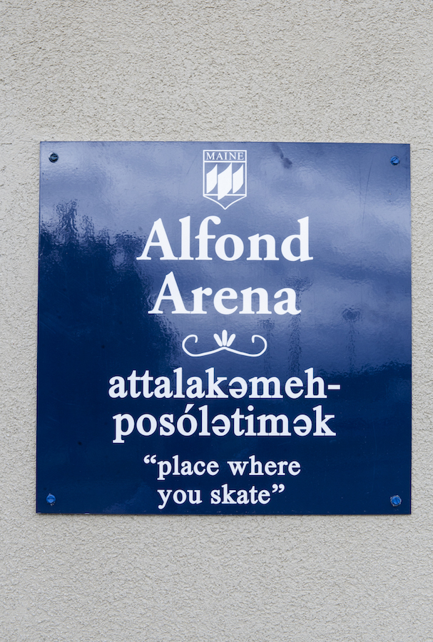 A photo of the sign in front of Alfond Arena