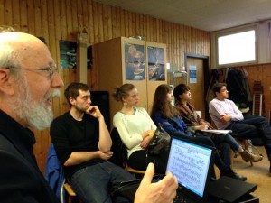 Responding to a student at the master class in Tübingen