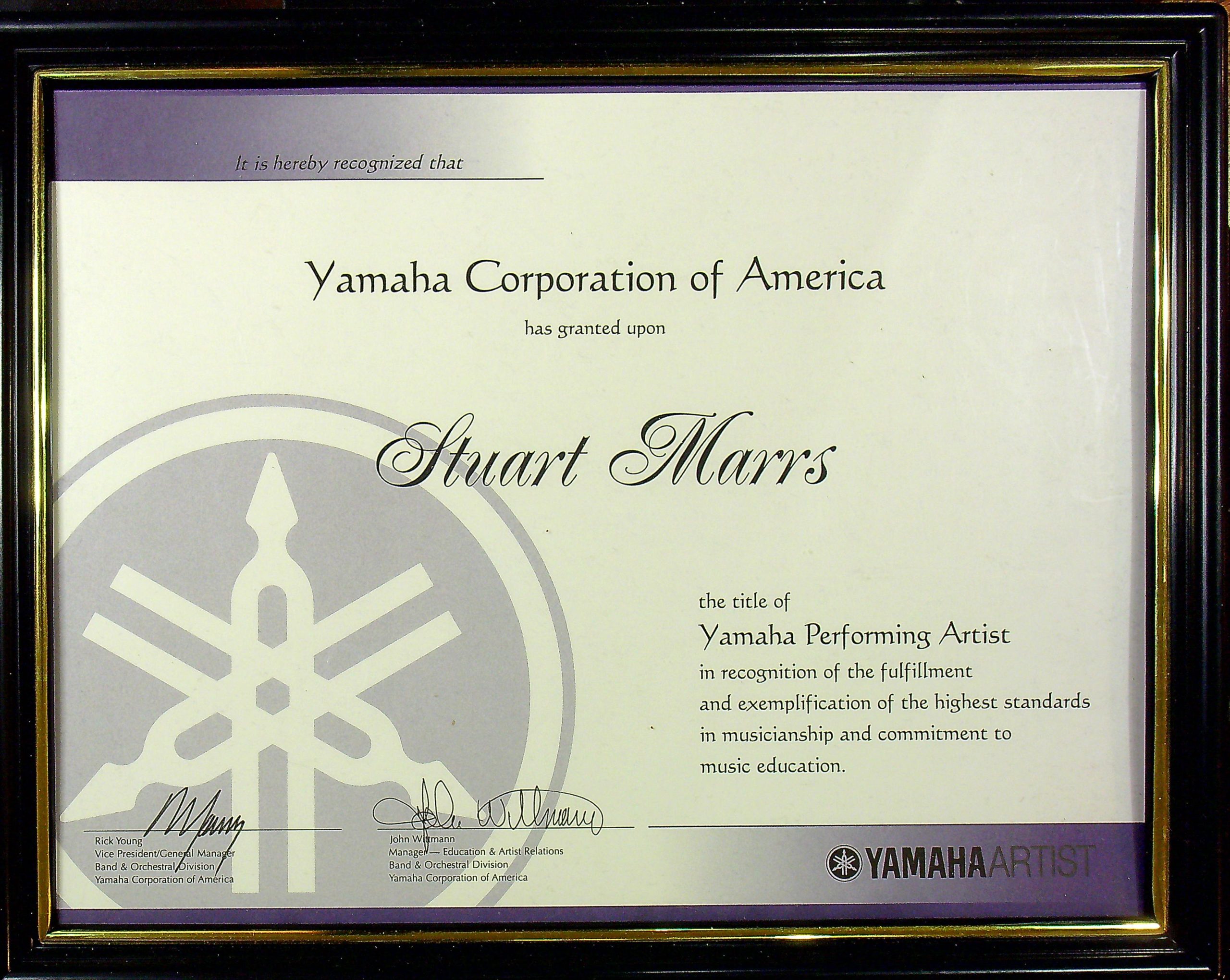 Yamaha Performing Artist Certification