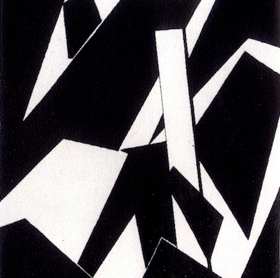 Abstract black and white illustration with sharp angles in random directions.