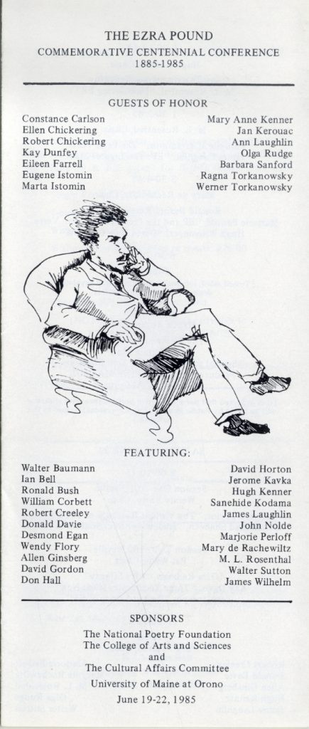 A scanned image of the conference program for the Ezra Pound Centennial Conference.