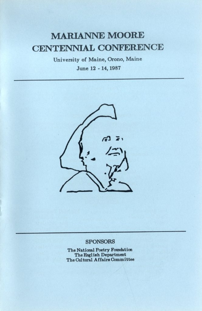 A scan of the cover for the Marianne Moore Centennial Conference