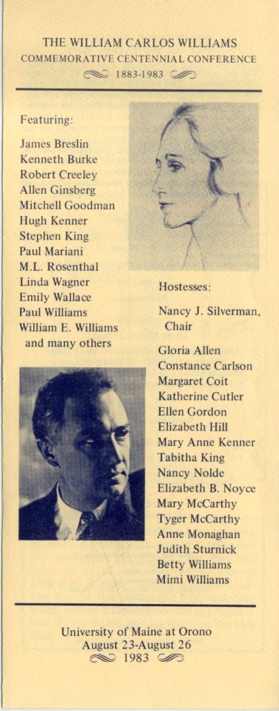 A scanned image of the conference program for the William Carlos Williams Centennial Conference.