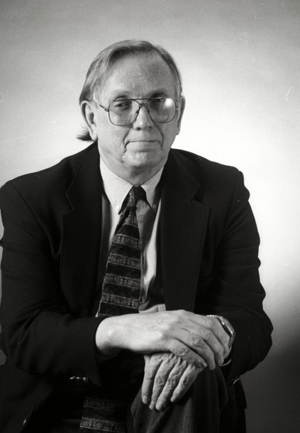 Black and white photo of Burton Hatlen