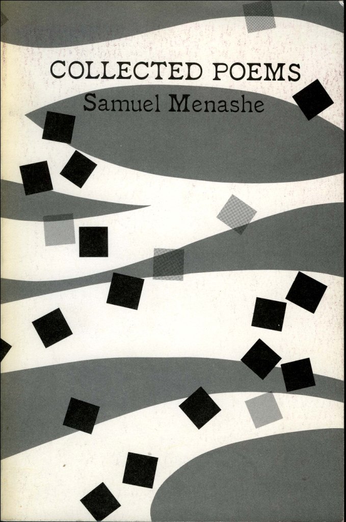 black and white abstract cover with small decorative squares floating around the cover