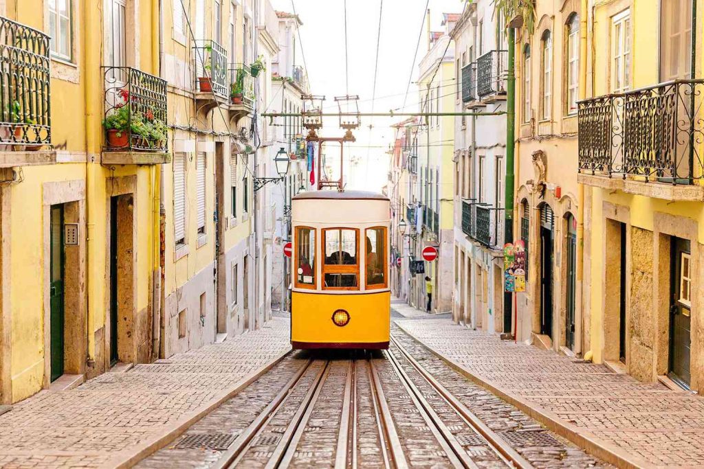 a trolley in lisbon portugal