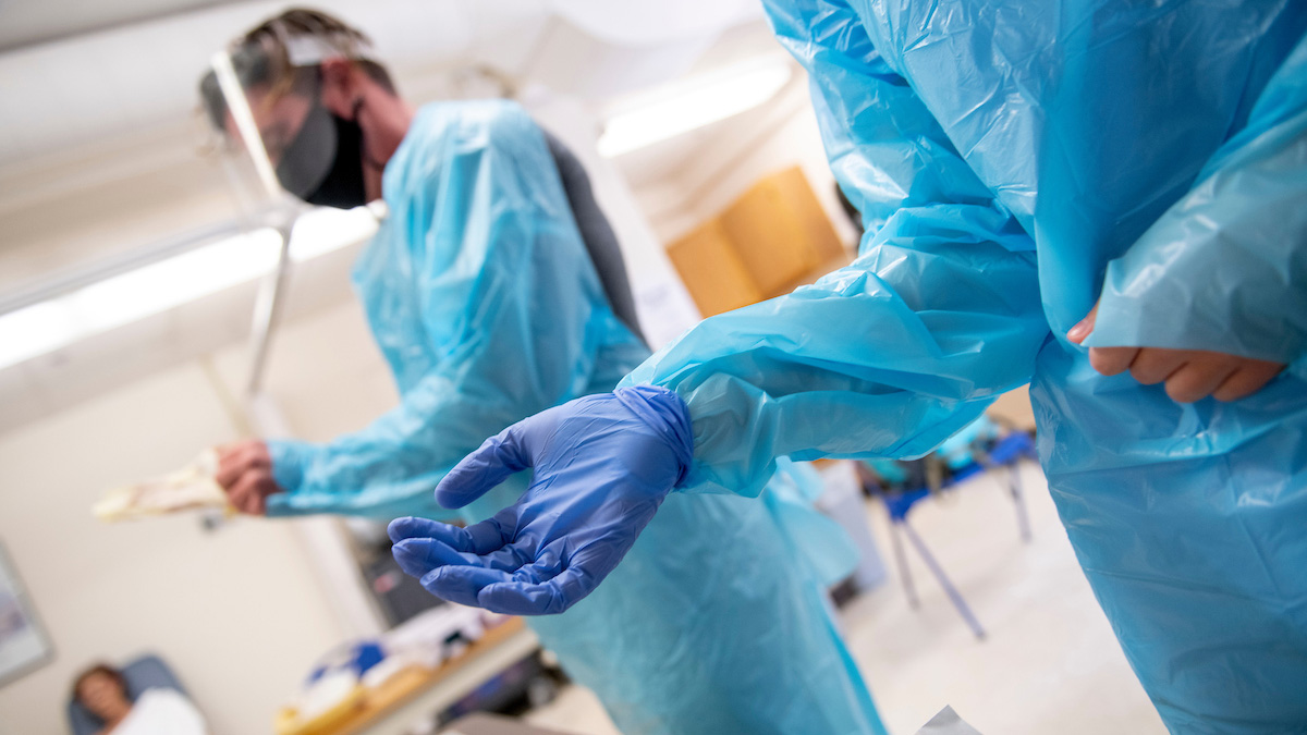 nursing students in lab