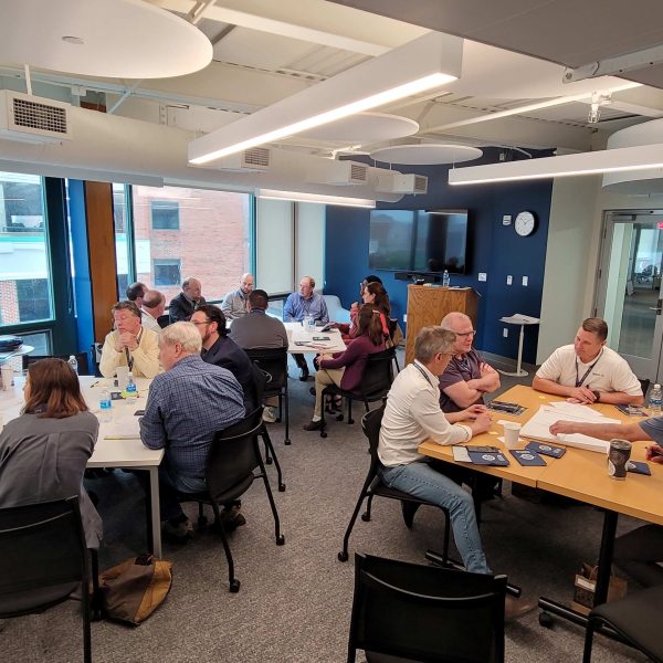 Workshop participants engage in an ideation session at the UMaine Portland Gateway