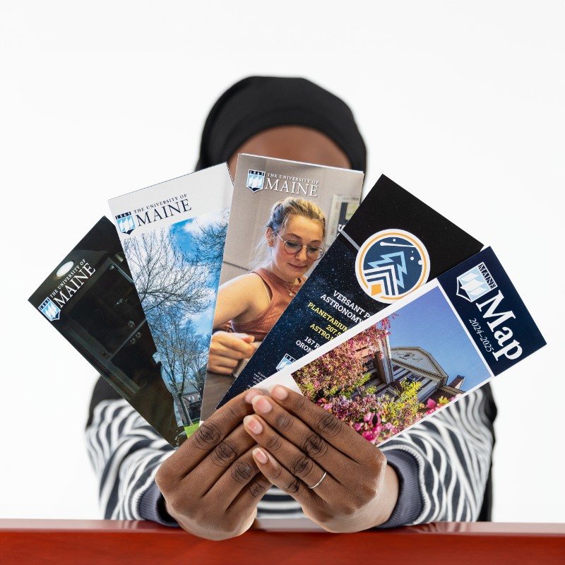 woman holding brochures