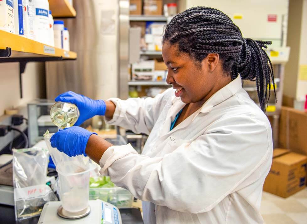 A photo of a person in a lab