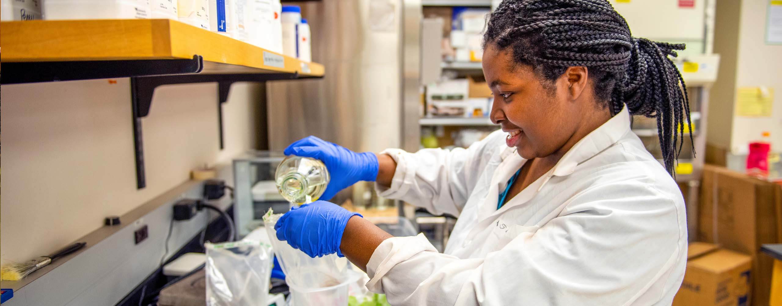 A photo of a person in a lab