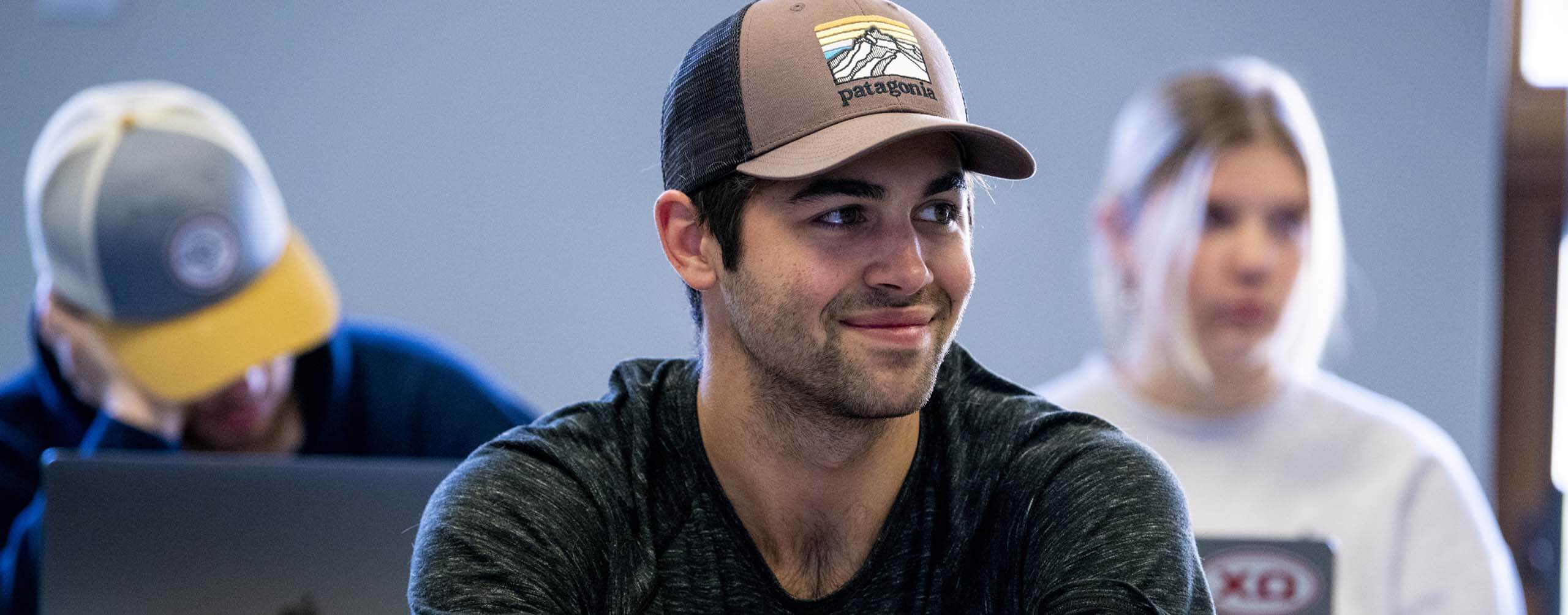 A photo of a student in a classroom