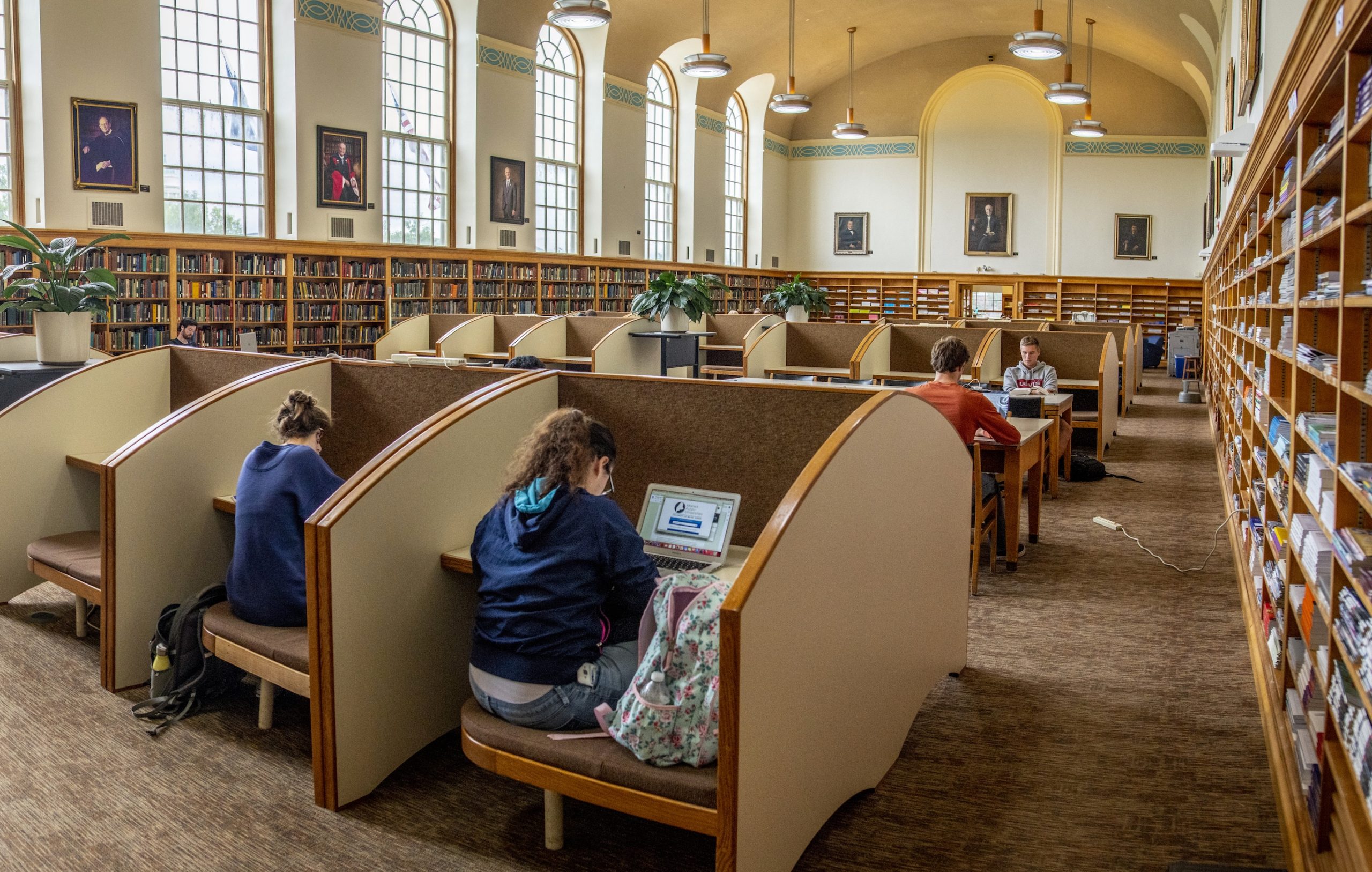 Students studying in Fogler Library