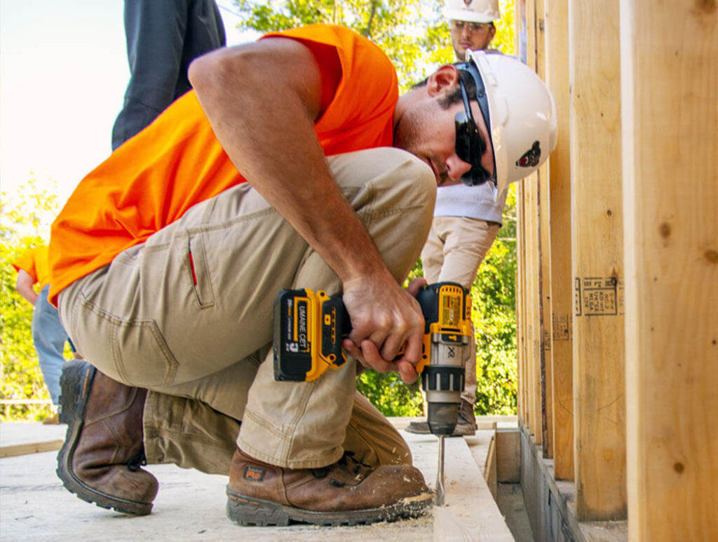 A man works on a construction project