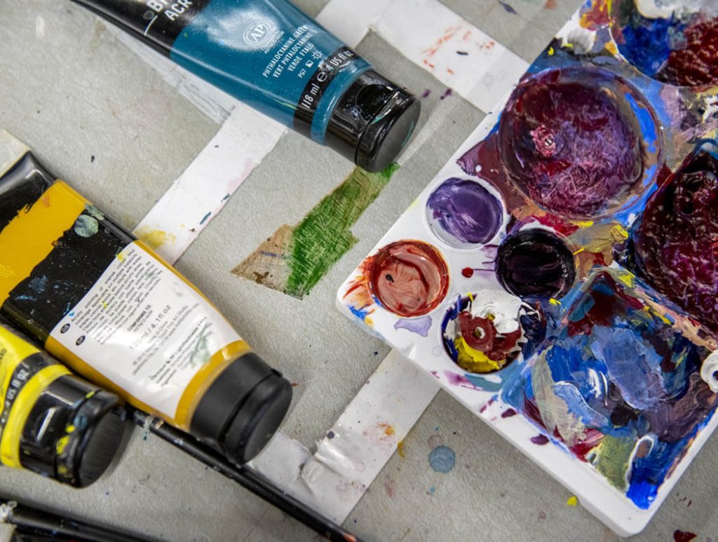 A photo of art supplies on a table