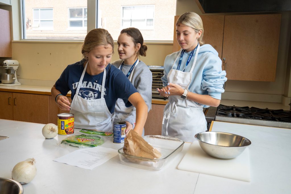 A photo of students cooking