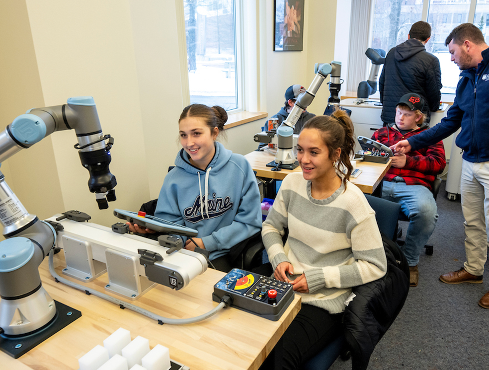 A photo of students with engineering equipment