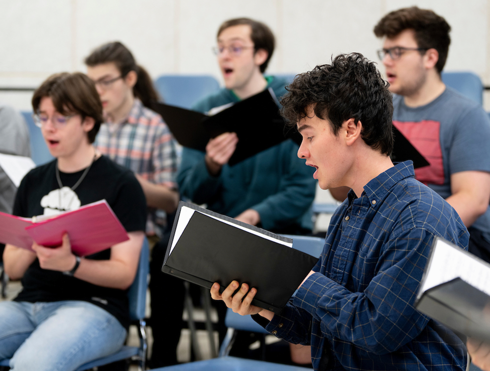 A photo of students singing