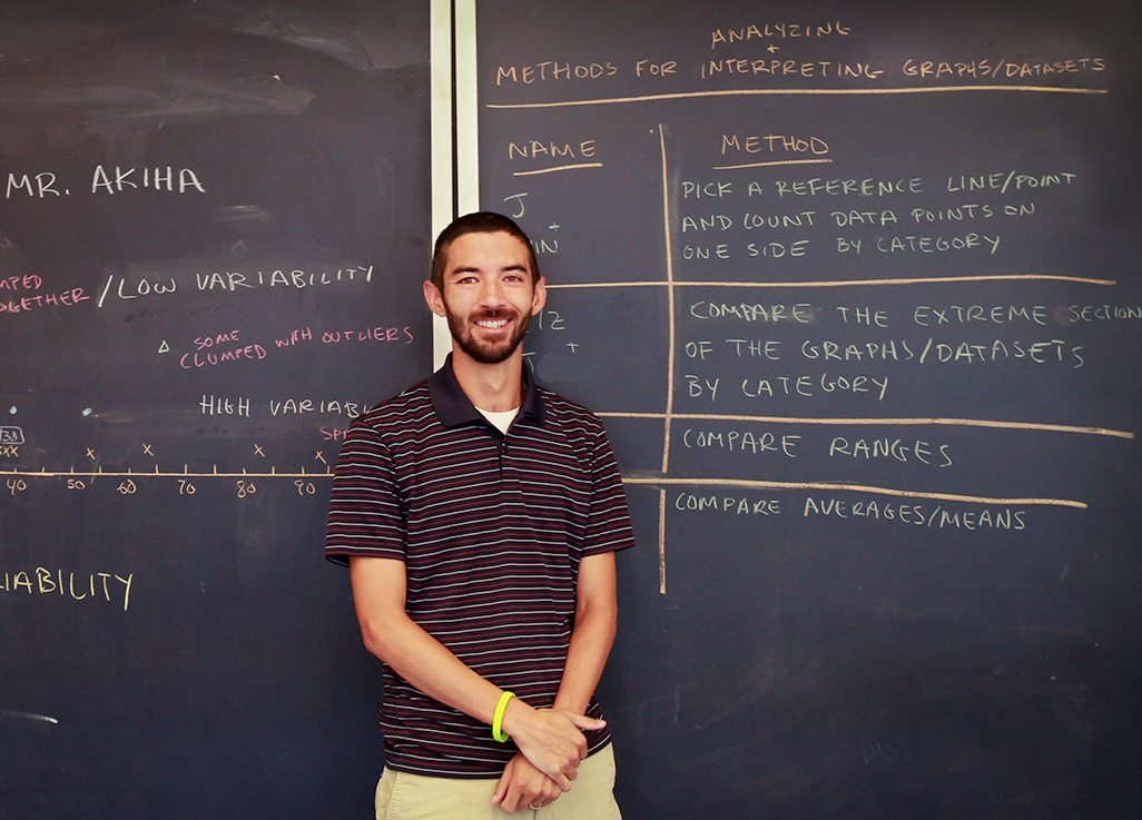 UMaine Alum Ken Akiha in his classroom at Old Town High School