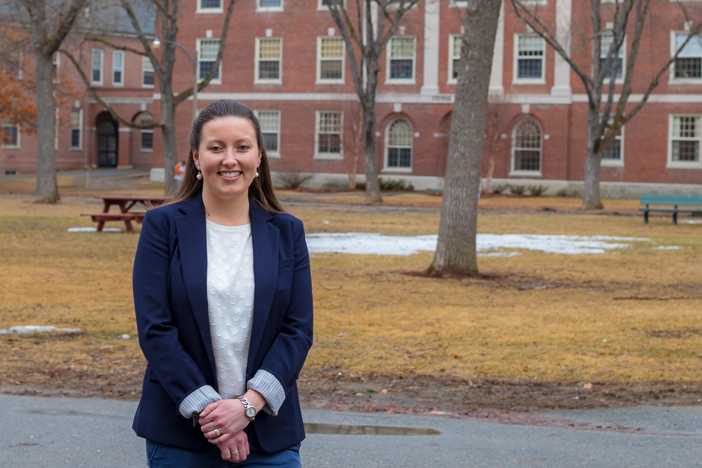 Brianna Hughes on campus mall