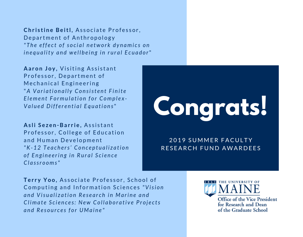 Congrats to the 2019 Summer Faculty Research Fund Awardees