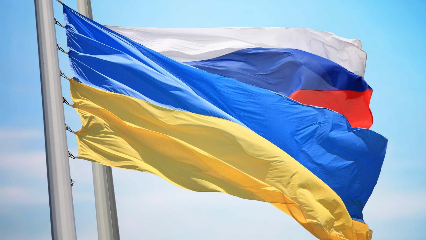 Flags of Russia and the Ukraine